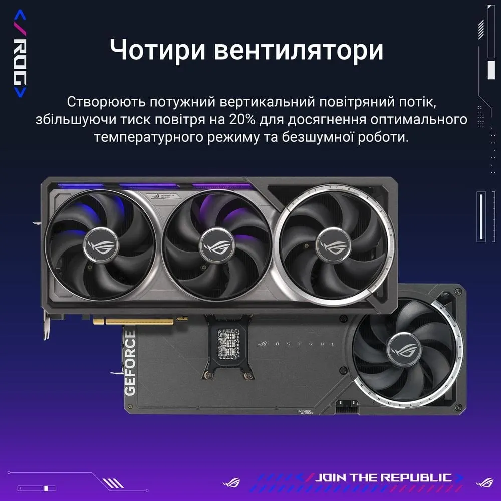 Відеокарта GF RTX 5080 16GB GDDR7 ROG Astral Gaming OC Asus (ROG-ASTRAL-RTX5080-O16G-GAMING) - мініатюра 12