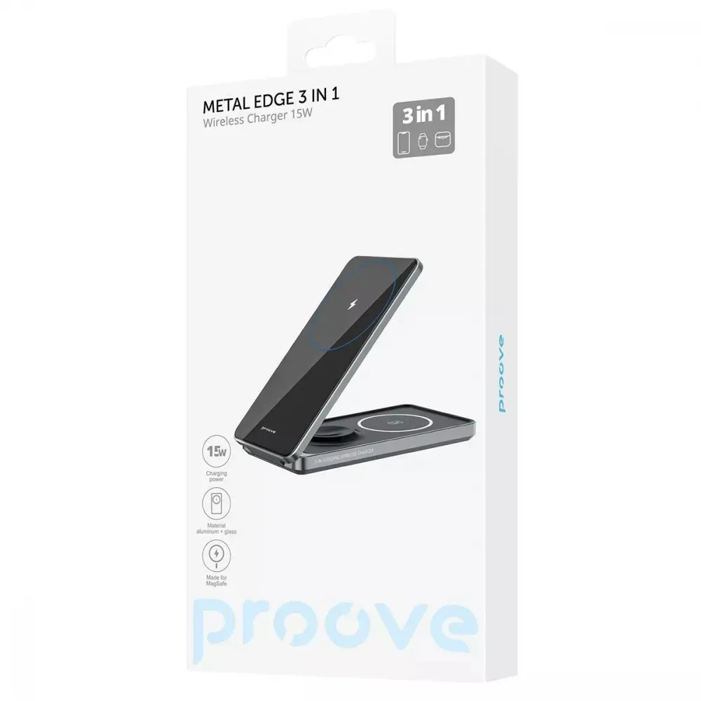 Бездротовий зарядний пристрій Proove Metal Edge 3in1 15W Gray (WSME15010003) - мініатюра 5