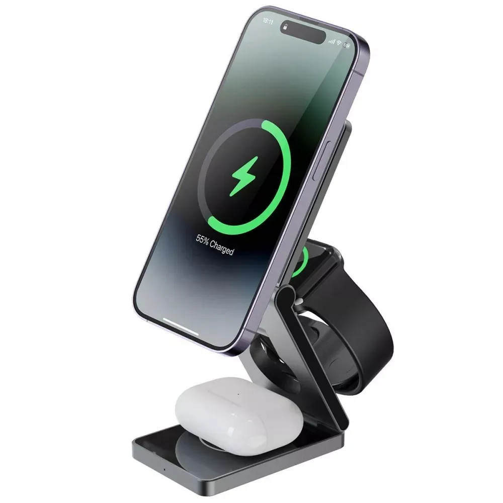 Бездротовий зарядний пристрій Proove Titan Volt 3in1 Gray (WSTV15000003) - мініатюра 3