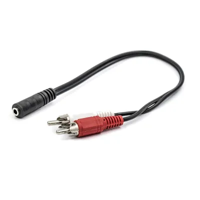 Перехідник 3.5 mm female to 2хRCA male PowerPlant (CA910847) 3.5 мм jack (F), RCAх2, 0.15 м - мініатюра 2