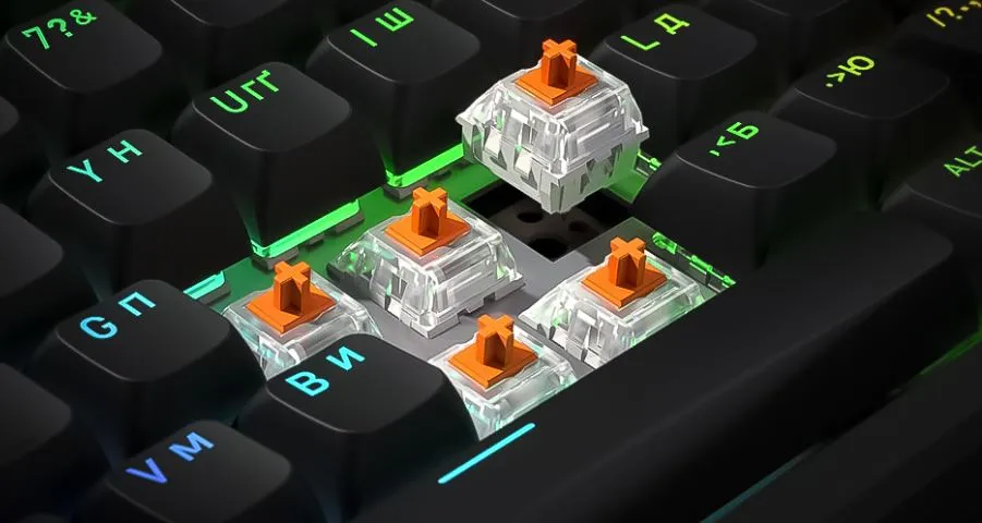 Клавіатура бездротова Hator Rockfall 3 Mecha TKL Wireless Orange Black (HTK850UA) - мініатюра 10