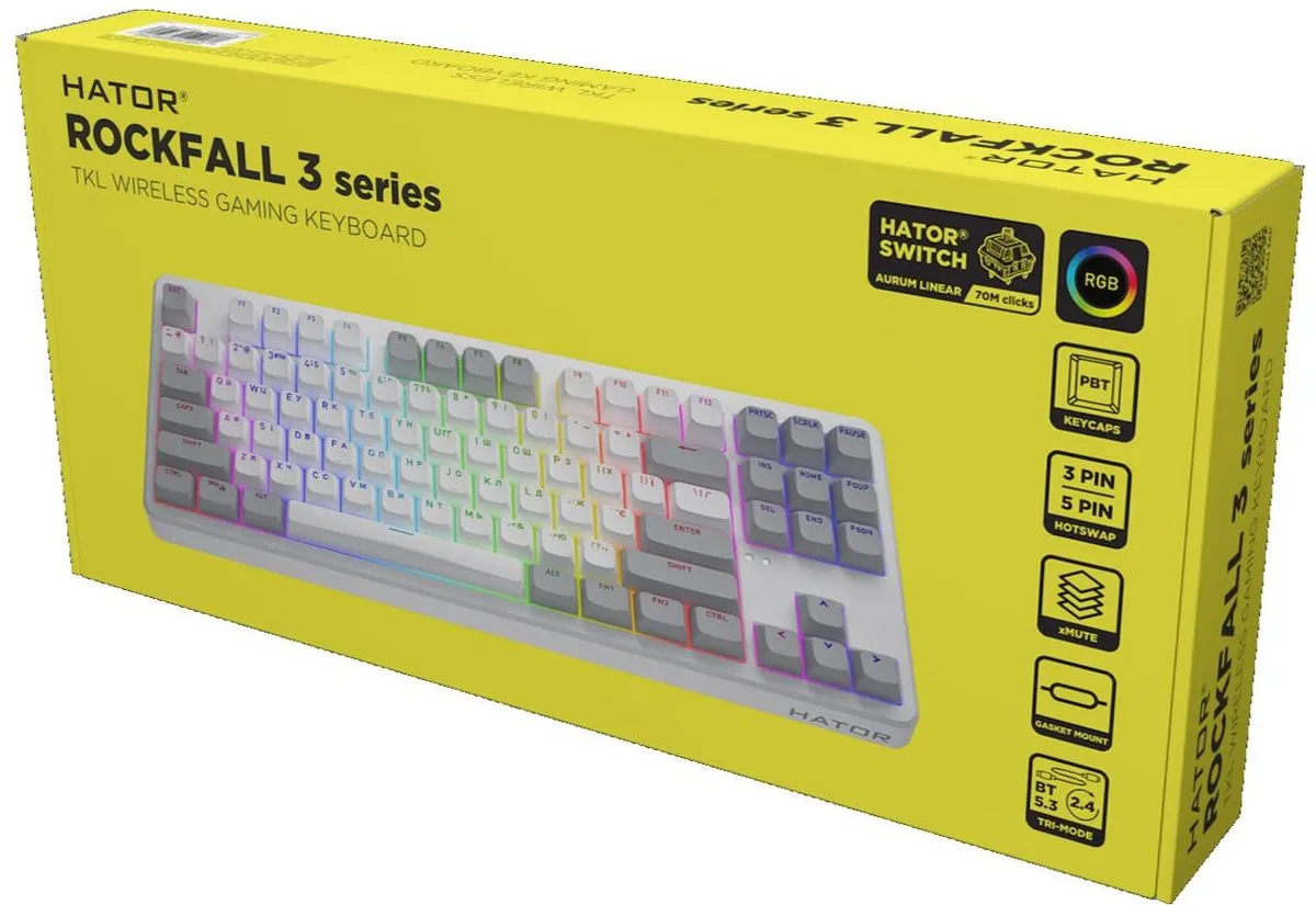 Клавіатура бездротова Hator Rockfall 3 Mecha TKL Wireless Orange White (HTK851UA) - мініатюра 6