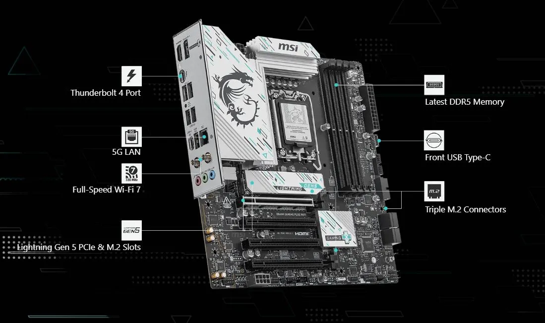 Материнська плата MSI B860M Gaming Plus WiFi Socket 1851 - мініатюра 7