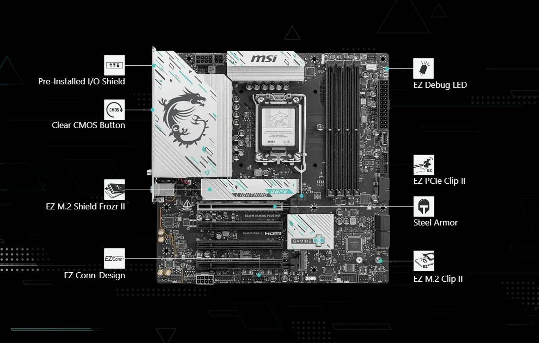 Материнська плата MSI B860M Gaming Plus WiFi Socket 1851 - мініатюра 8