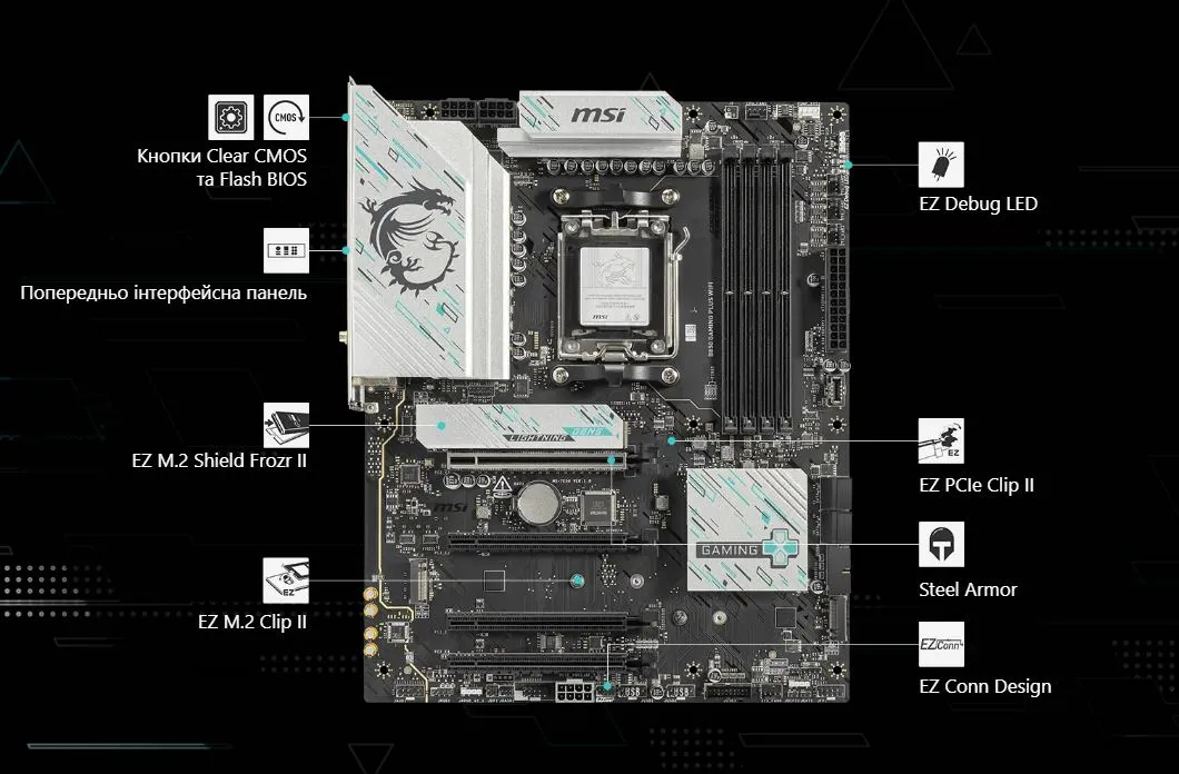 Материнська плата MSI B850 Gaming Plus WiFi Socket AM5 - мініатюра 6