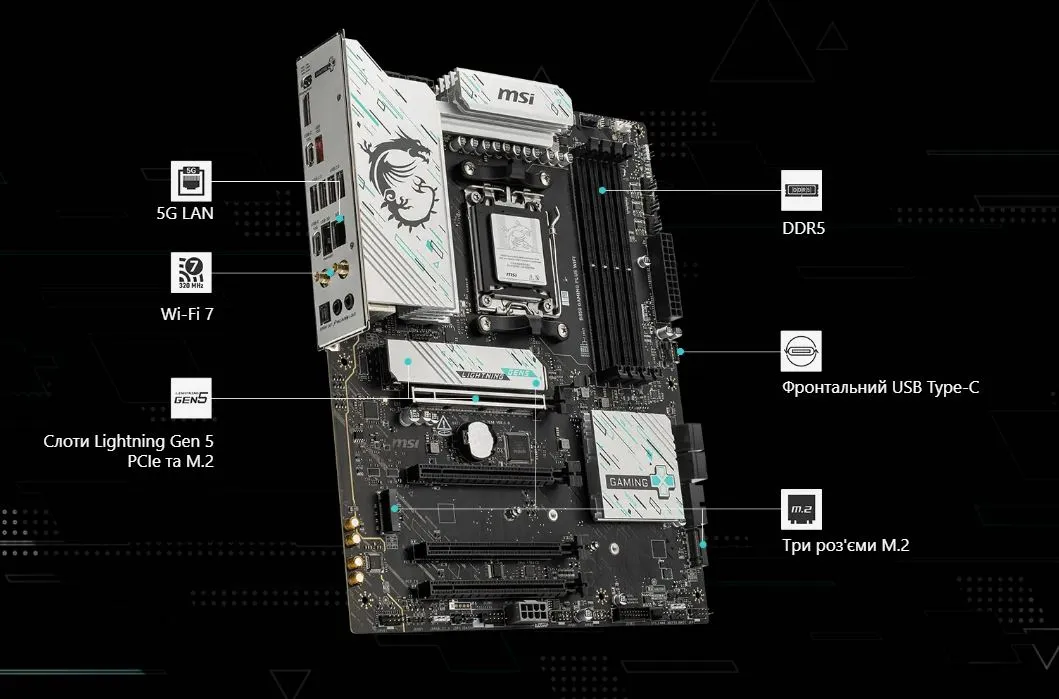Материнська плата MSI B850 Gaming Plus WiFi Socket AM5 - мініатюра 7