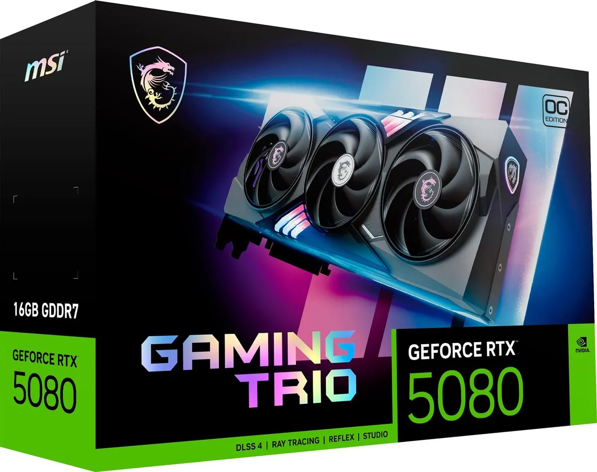 Відеокарта GF RTX 5080 16GB GDDR7 Gaming Trio OC MSI (GeForce RTX 5080 16G GAMING TRIO OC) - мініатюра 11