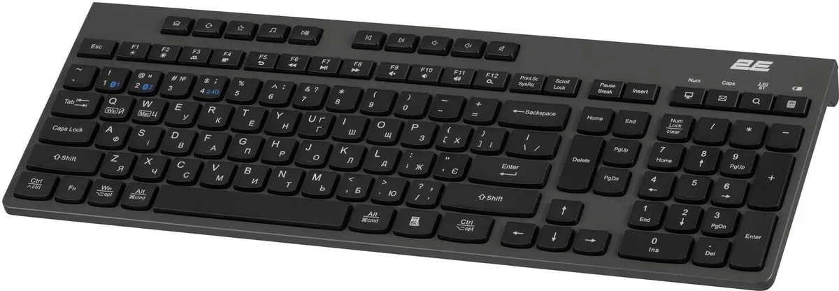 Клавіатура бездротова 2E KS280 WL/BT EN/UKR Grey/Black (2E-KS280WBGR_UA) - мініатюра 2