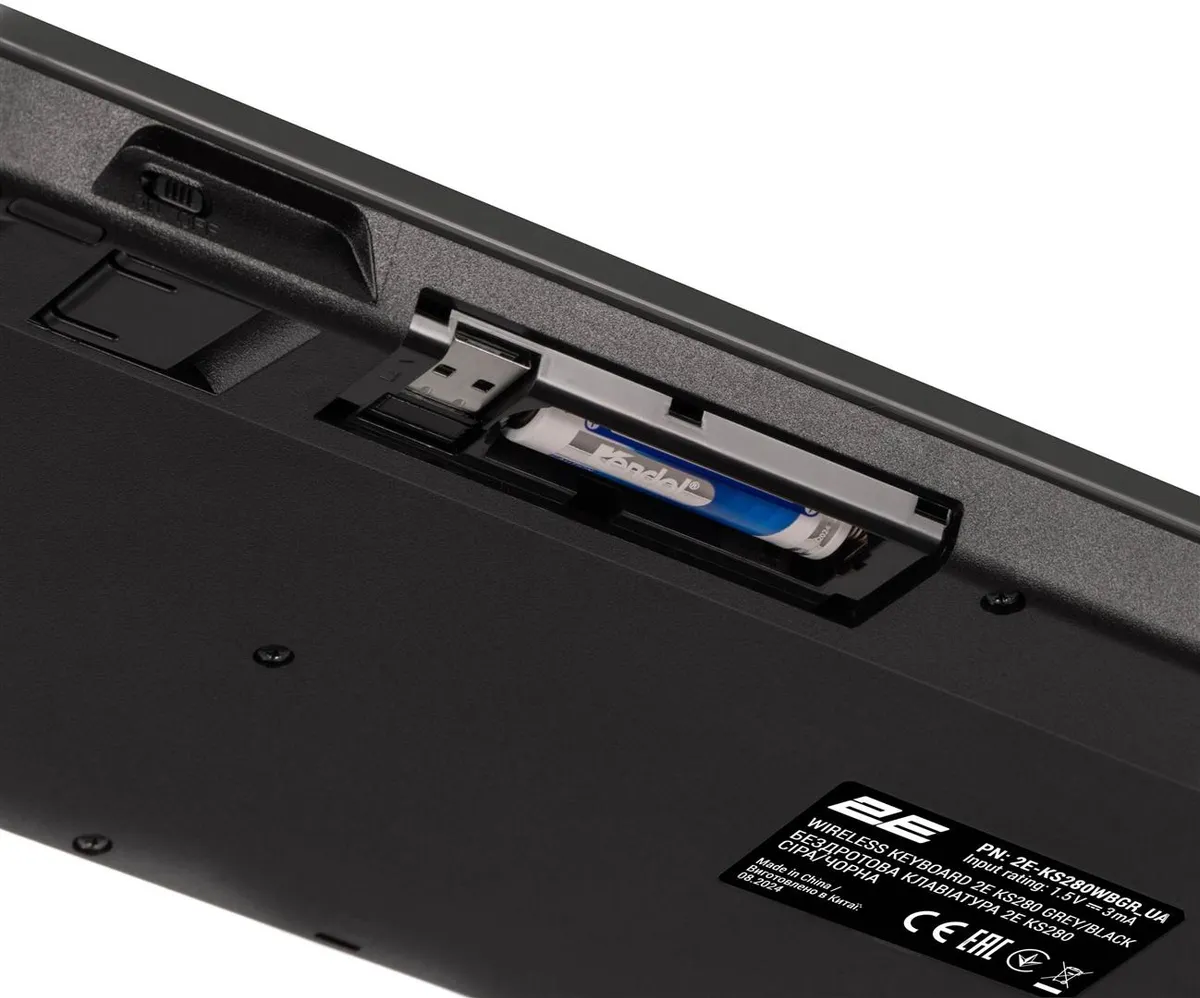 Клавіатура бездротова 2E KS280 WL/BT EN/UKR Grey/Black (2E-KS280WBGR_UA) - мініатюра 6
