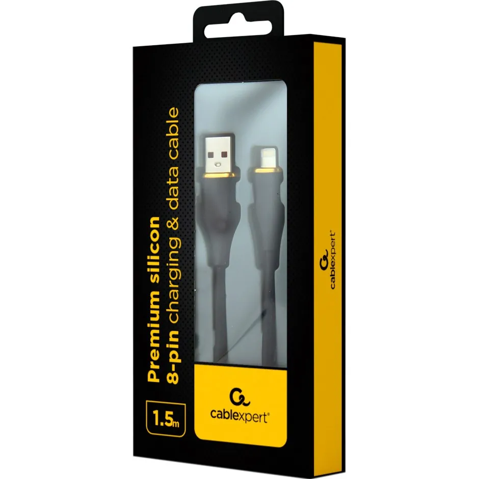 Кабель Cablexpert USB - Lightning (M/M), 2.1 A, 1.5 м, Black (CC-USB2S-AM8PM-1.5M-BK) - мініатюра 2