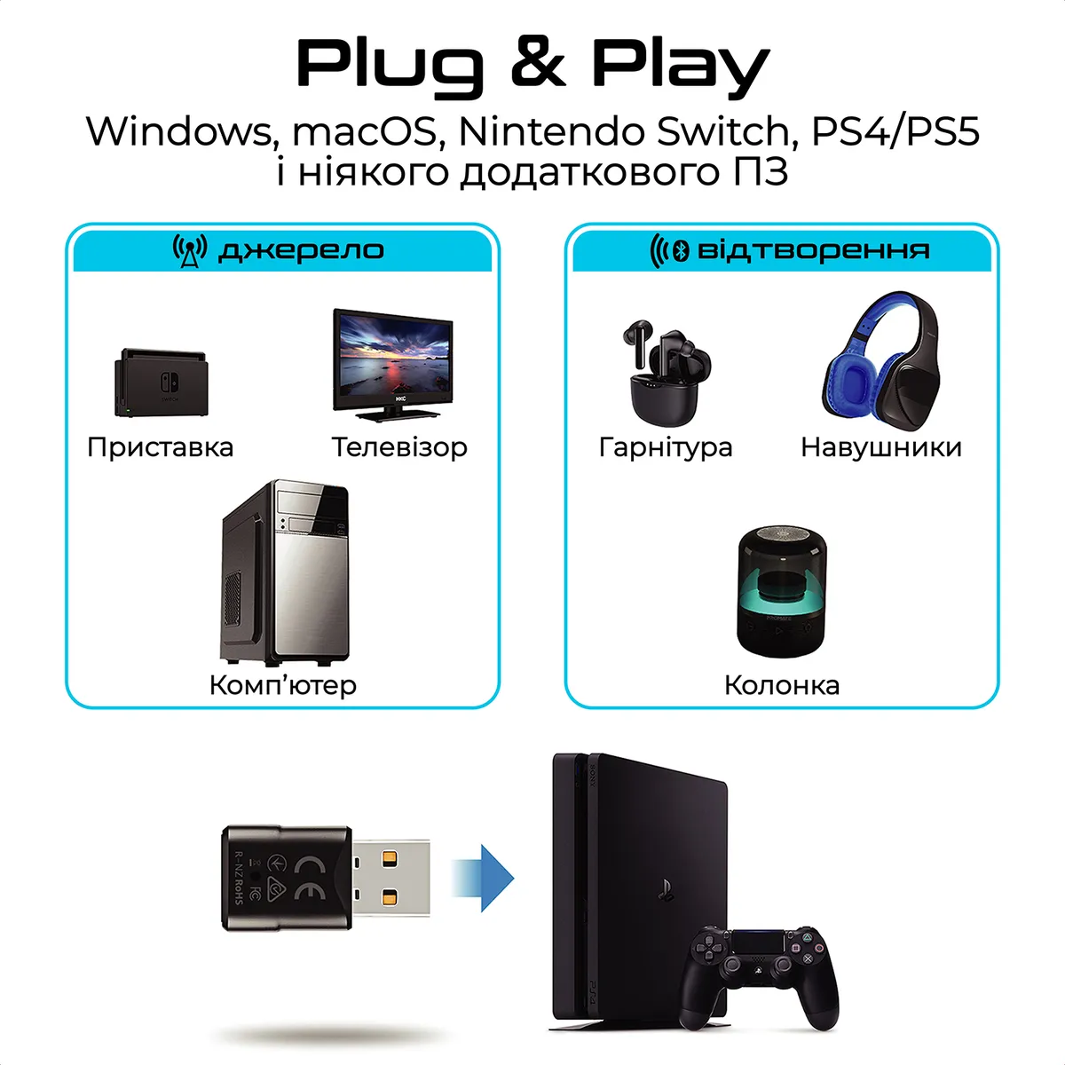 Bluetooth-адаптер аудіо Promate BlueLink Bluetooth 5.0 Black - мініатюра 6