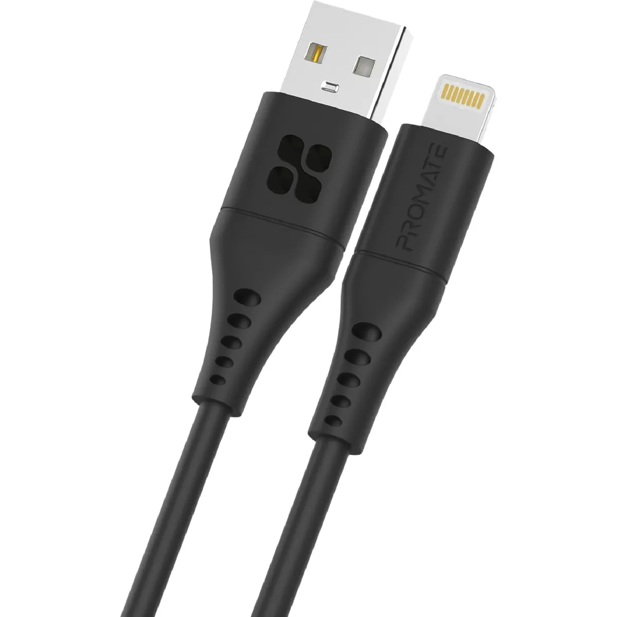Кабель Promate PowerLink-Ai200 USB - Lightning (M/M), 2.4 A, 2 м, Black - зображення 1
