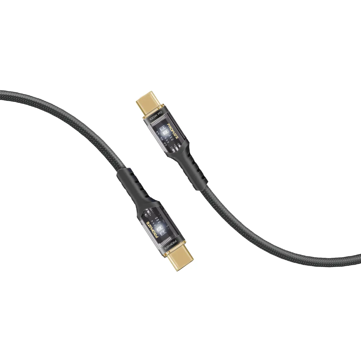 Кабель Promate Lucidline-CC200 USB Type-C - USB Type-C (M/M), 5 A, 100 W, 2 м, Black - зображення 1
