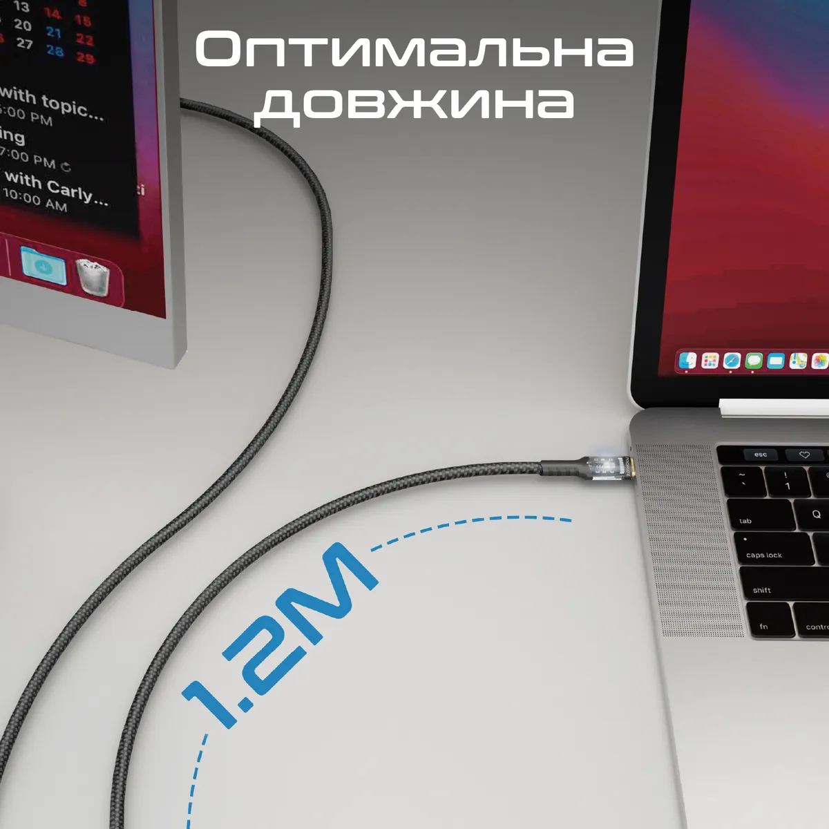 Кабель Promate Lucidline-CC120 USB Type-C - USB Type-C (M/M), 5 A, 100 W, 1.2 м, Black - зображення 1