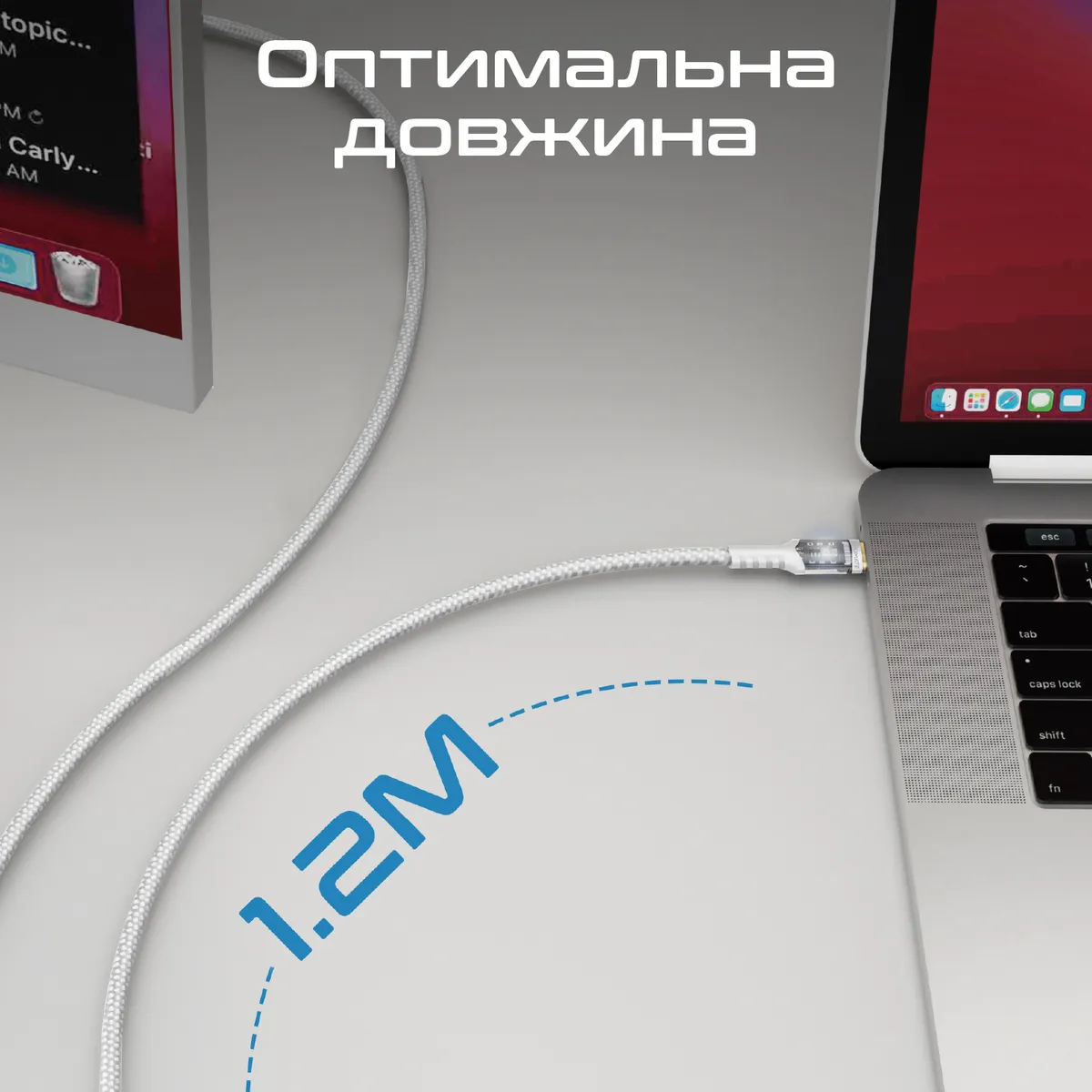 Кабель Promate Lucidline-CC120 USB Type-C - USB Type-C (M/M), 5 A, 100 W, 1.2 м, White - мініатюра 6