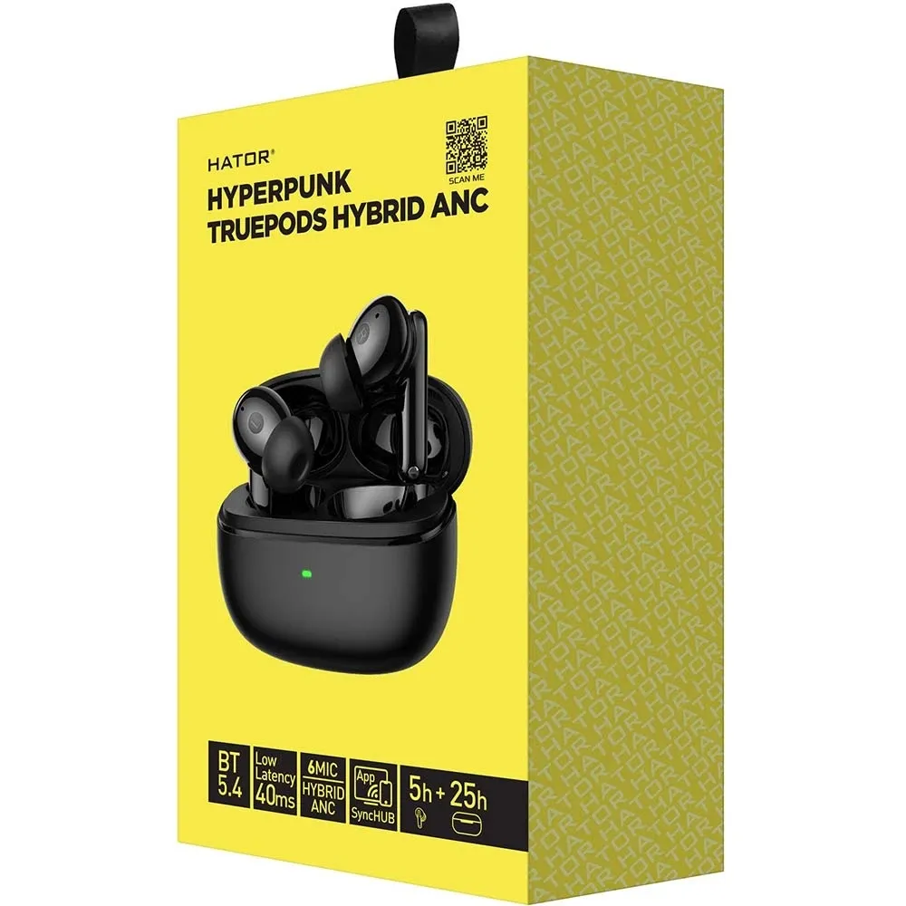 Bluetooth-гарнiтура Hator Hyреrpunk Truepods Hybrid ANC Black (HTA431) - мініатюра 8
