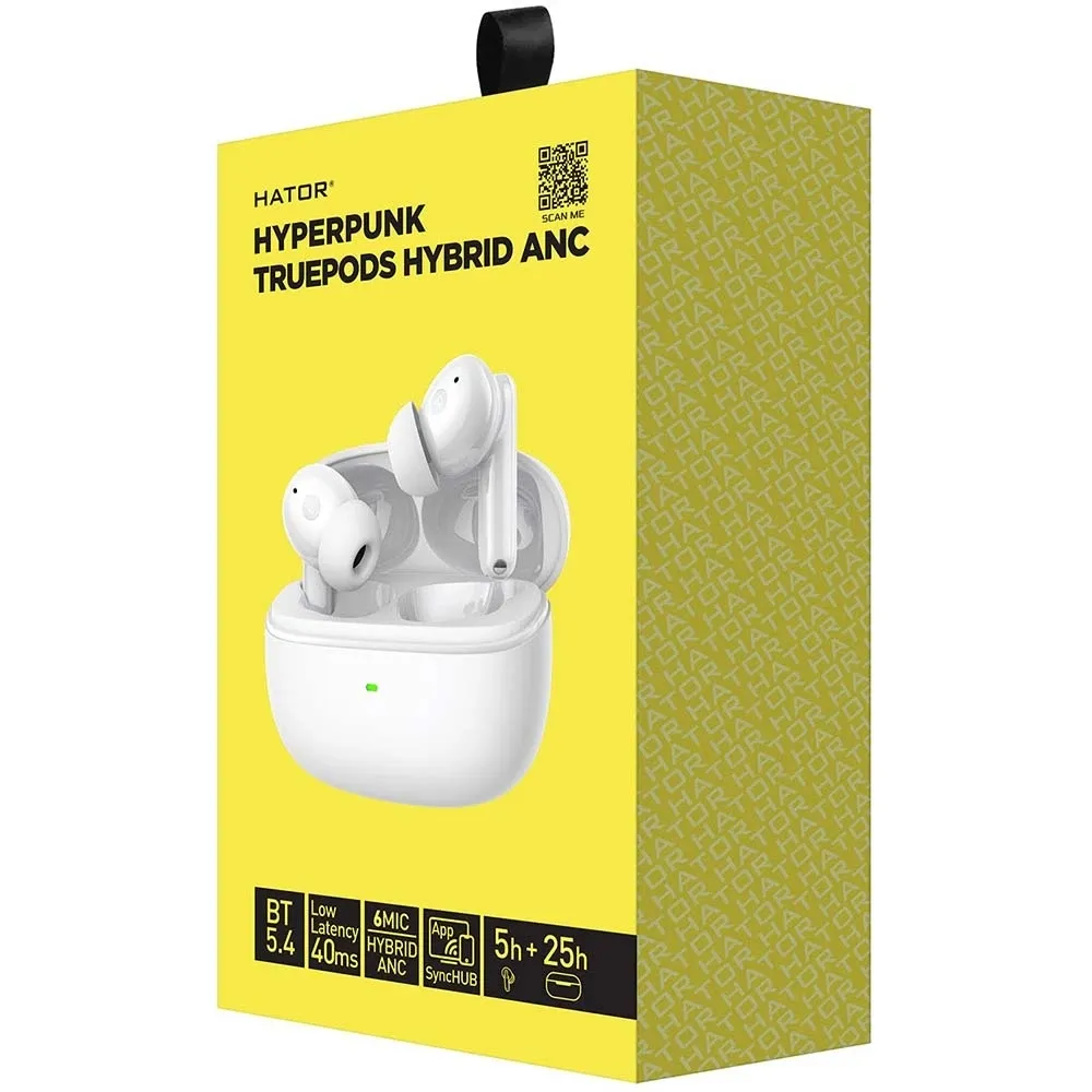 Bluetooth-гарнiтура Hator Hyреrpunk Truepods Hybrid ANC White (HTA432) - мініатюра 8