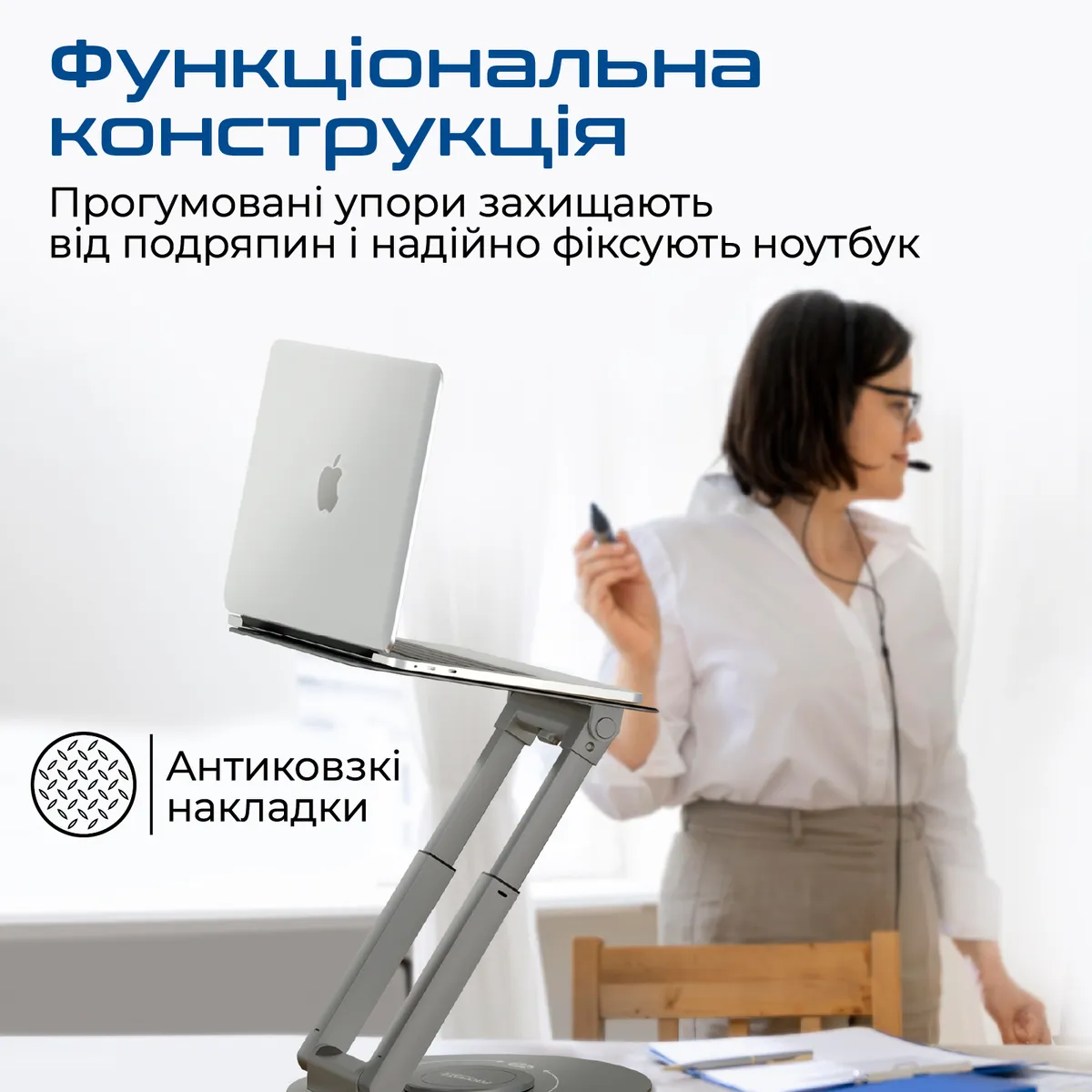 Підставка для ноутбука Promate DeskMate-6 Grey - мініатюра 4