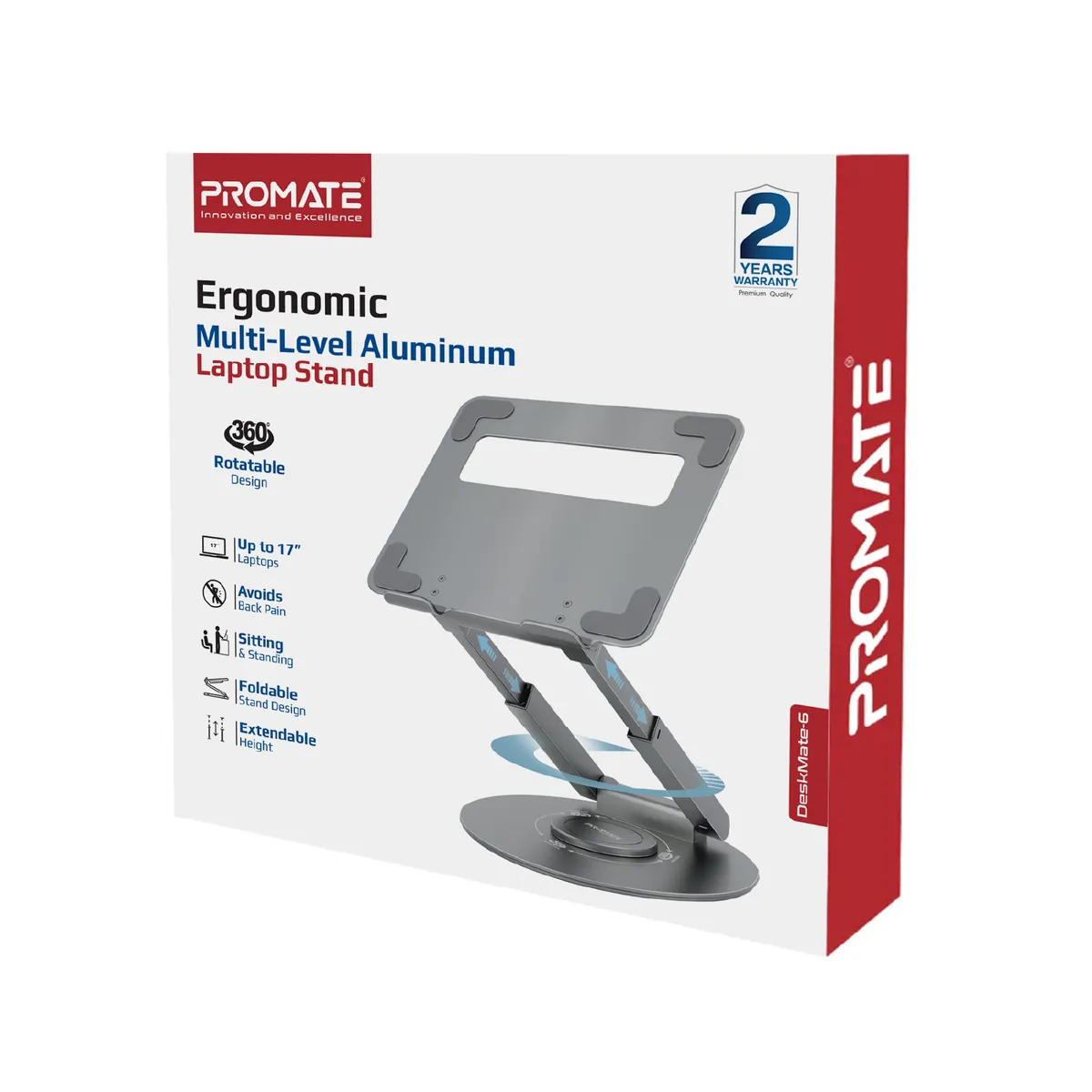 Підставка для ноутбука Promate DeskMate-6 Grey - мініатюра 8