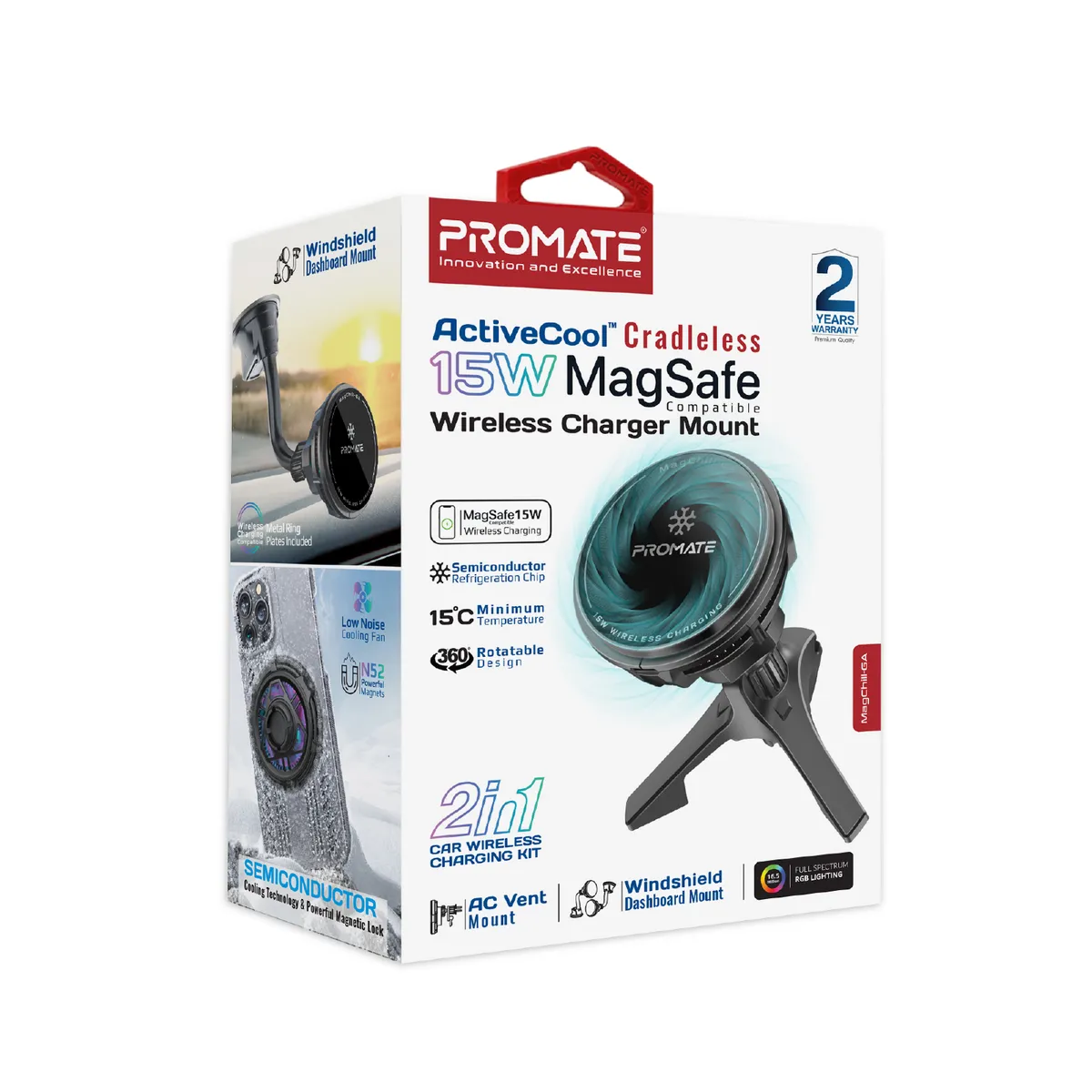 Бездротовий зарядний пристрій Promate MagChill-Ga MagSafe Black - мініатюра 8