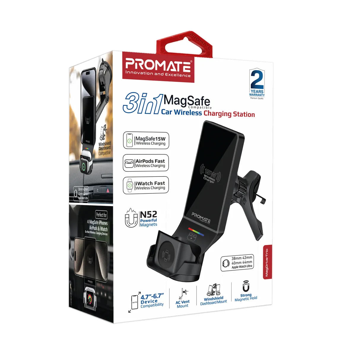 Бездротовий зарядний пристрій Promate MagDrive-Trio MagSafe Black - мініатюра 8