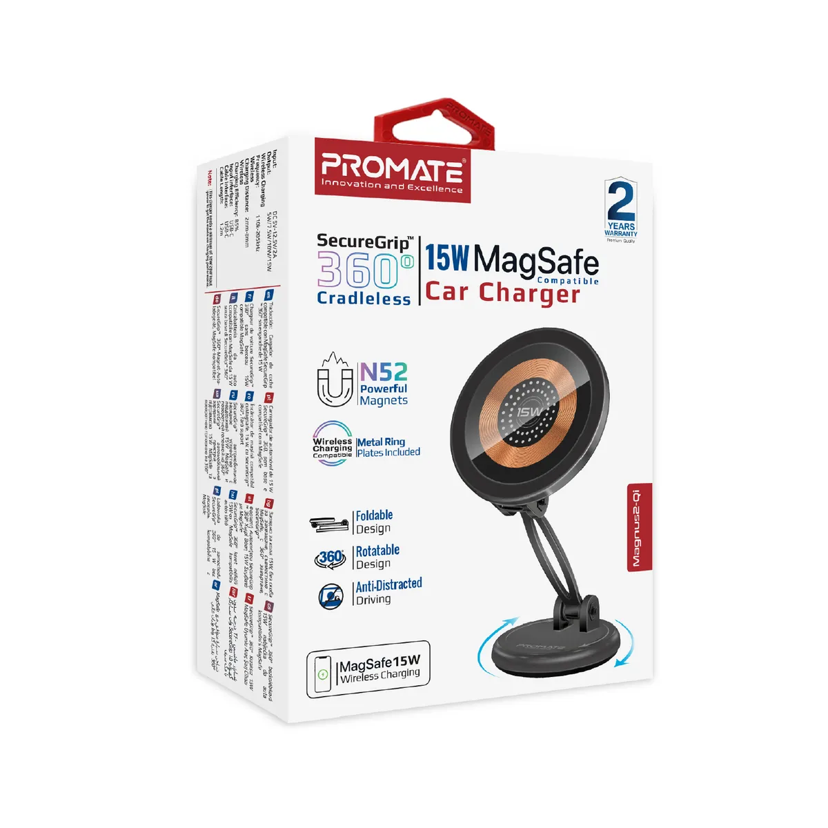 Бездротовий зарядний пристрій Promate Magnus2-Qi MagSafe Black - мініатюра 8
