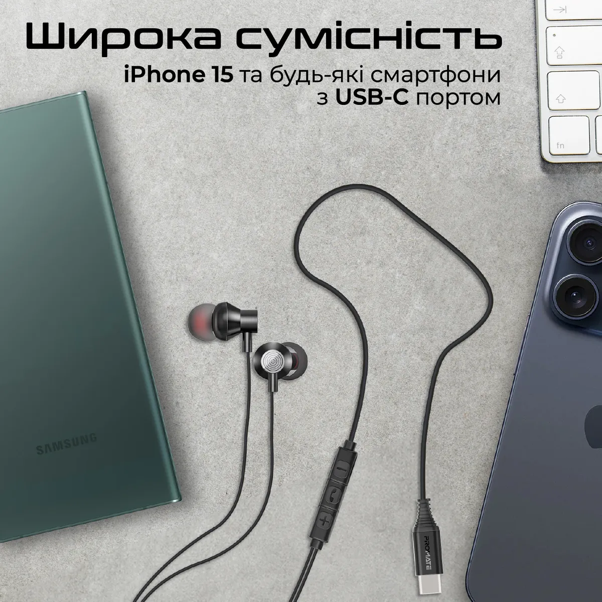 Гарнітура Promate Silken-C Black - мініатюра 8
