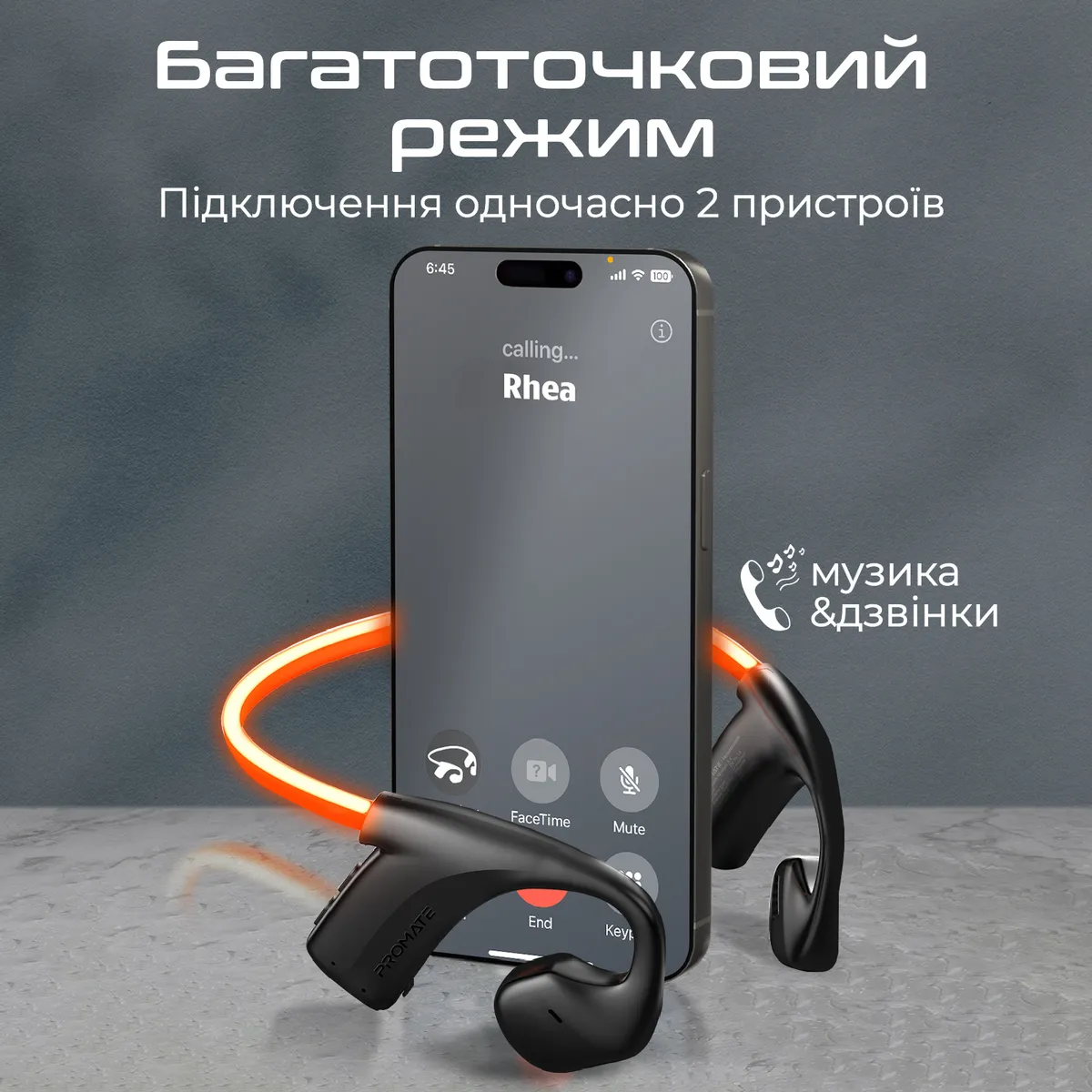 Bluetooth-гарнітура Promate RippleGlow Black - мініатюра 6