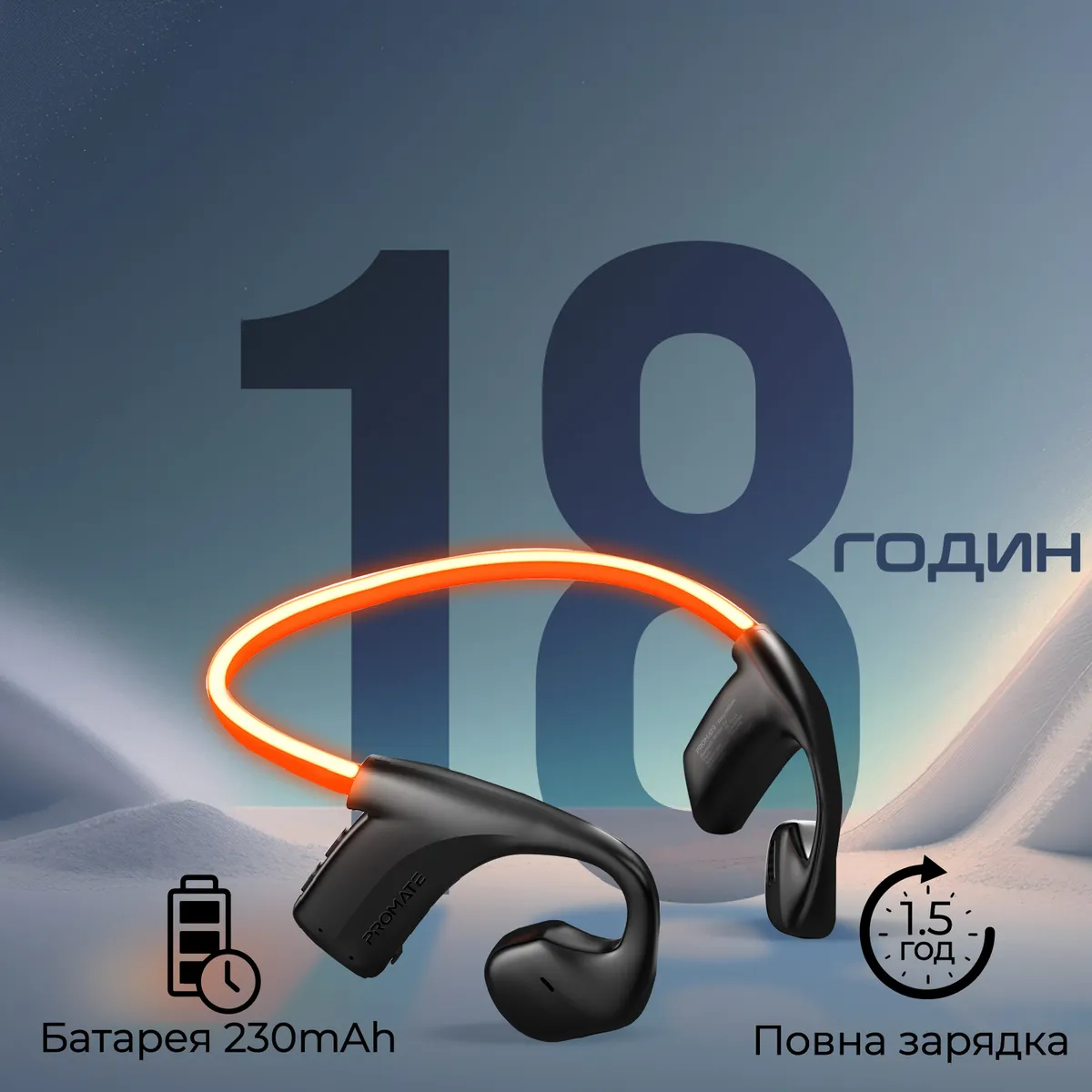 Bluetooth-гарнітура Promate RippleGlow Black - мініатюра 8