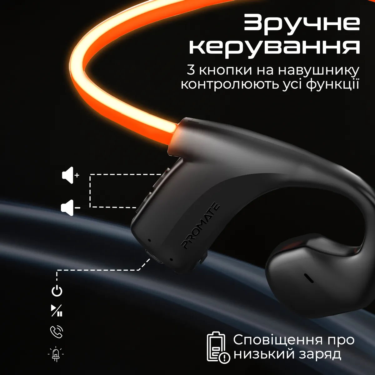 Bluetooth-гарнітура Promate RippleGlow Black - мініатюра 9