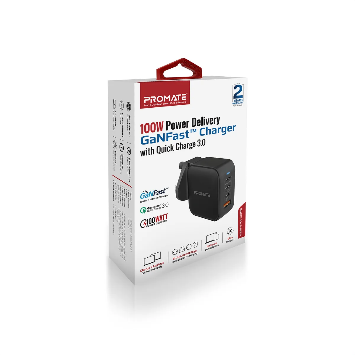 Зарядний пристрій Promate GaNPort4-100PD 100W Black - мініатюра 7