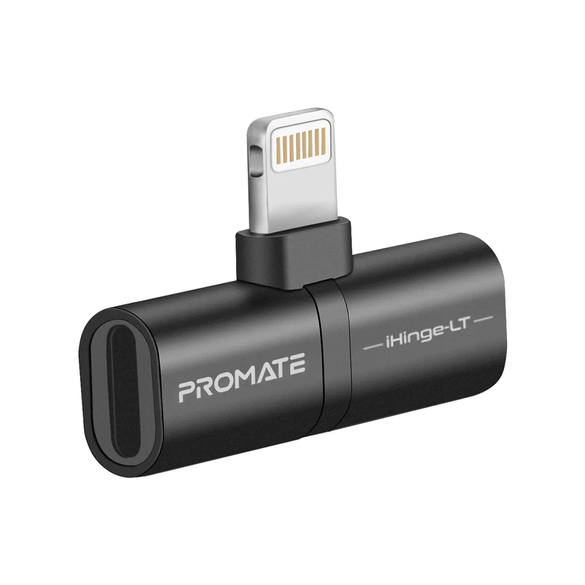 Адаптер Promate iHinge Lightning - 2хLightning (M/F) Black - зображення 1