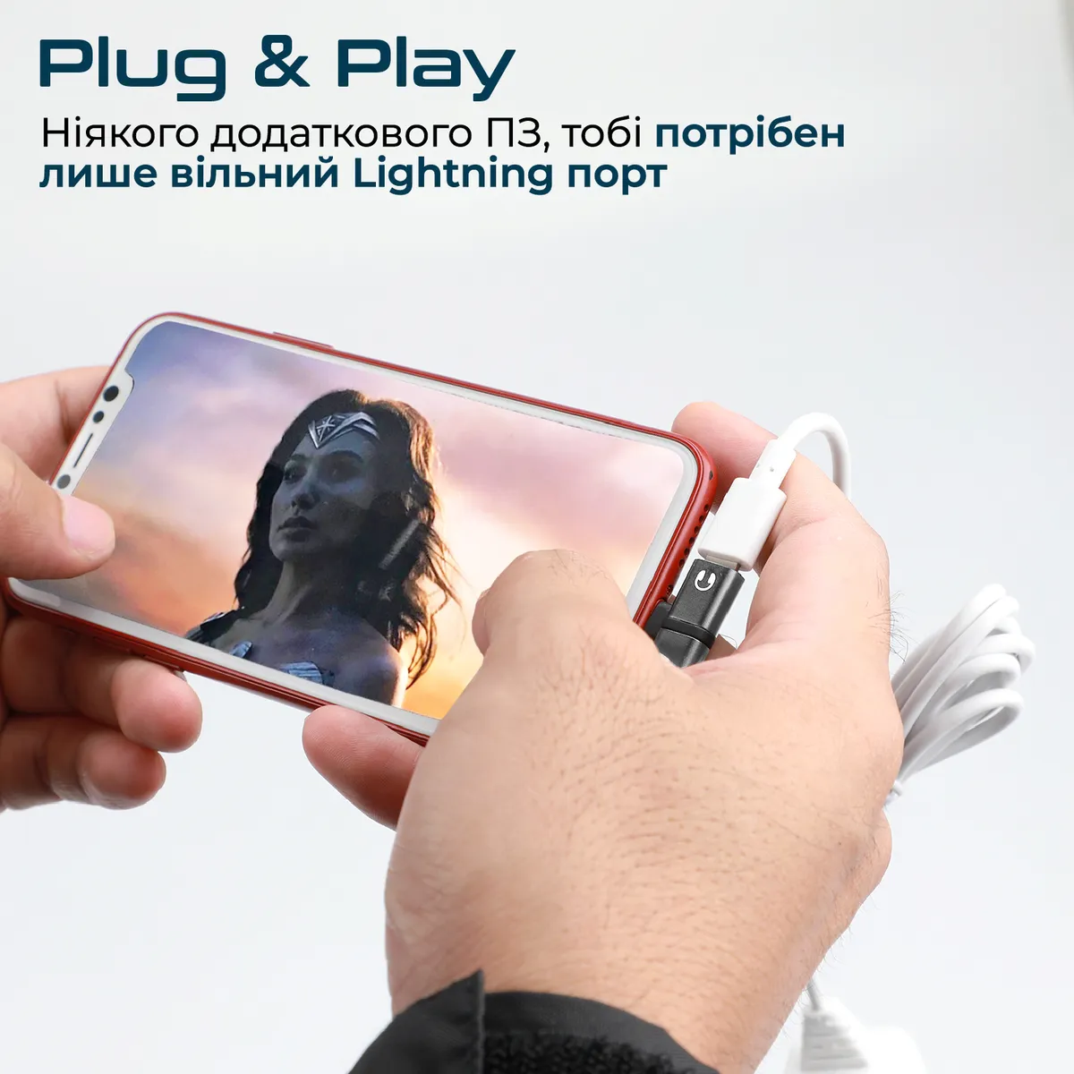 Адаптер Promate iHinge Lightning - 2хLightning (M/F) Grey - мініатюра 5