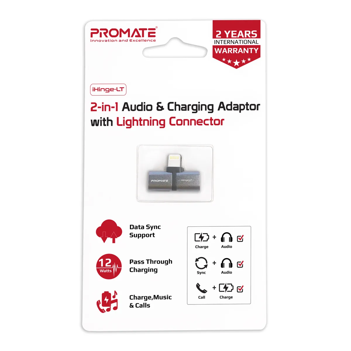 Адаптер Promate iHinge Lightning - 2хLightning (M/F) Grey - мініатюра 6