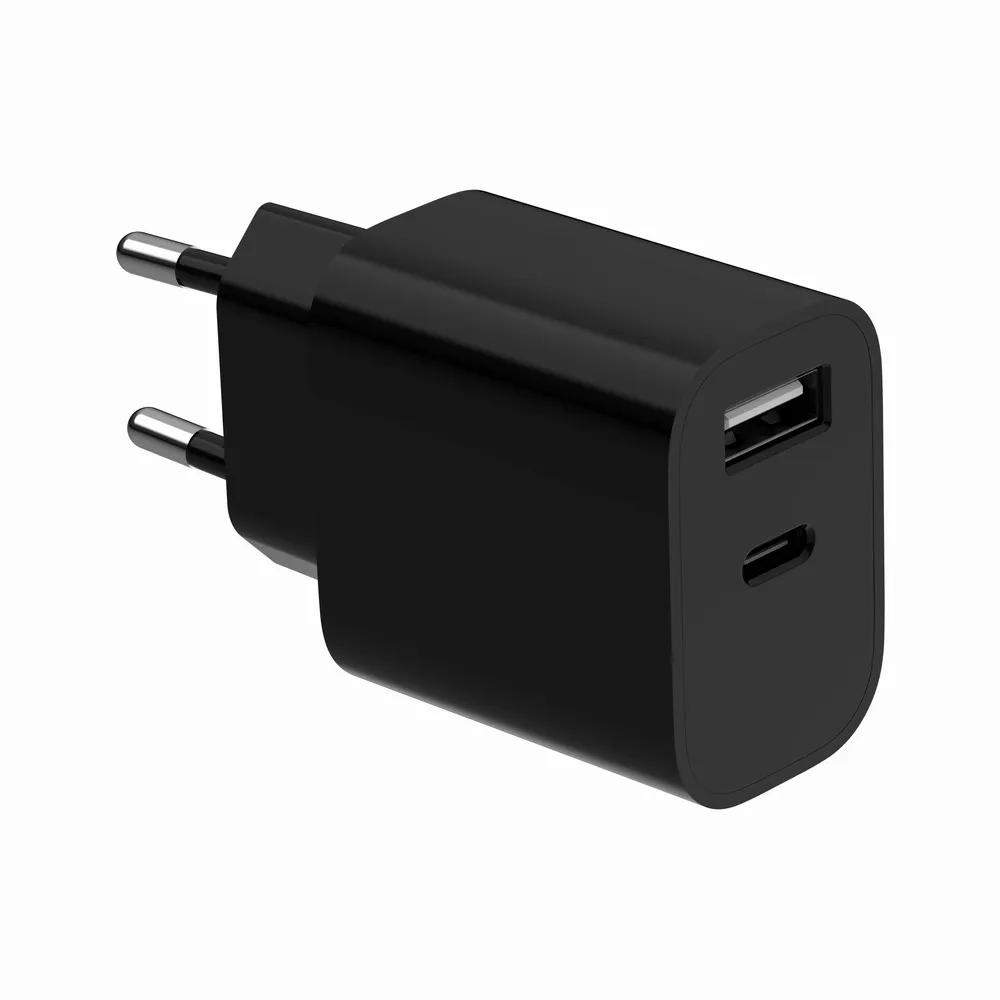 Мережевий зарядний пристрій Gembird (1USBх2.4A + 1USB-Cх2.4A) Black (TA-UC-2AC12-01-BK) - зображення 1