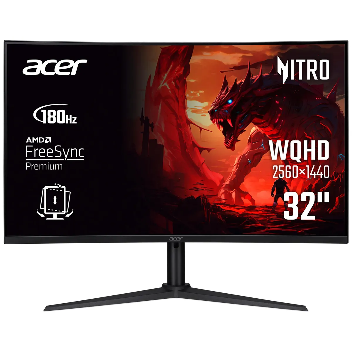 Монітор Acer 31.5" XZ320QUS3bmiiphx (UM.JX0EE.305) VA Black Curved 180Hz - зображення 1
