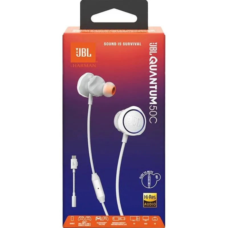 Гарнiтура JBL Quantum 50C White (JBLQTUM50CWHT) - мініатюра 2