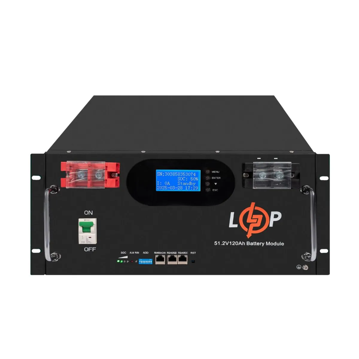 Акумуляторна батарея LogicPower 51.2V 120 AH (6000Wh) (Smart BMS 100A) з LCD RM AB RS485/CAN LiFePO4 - мініатюра 2