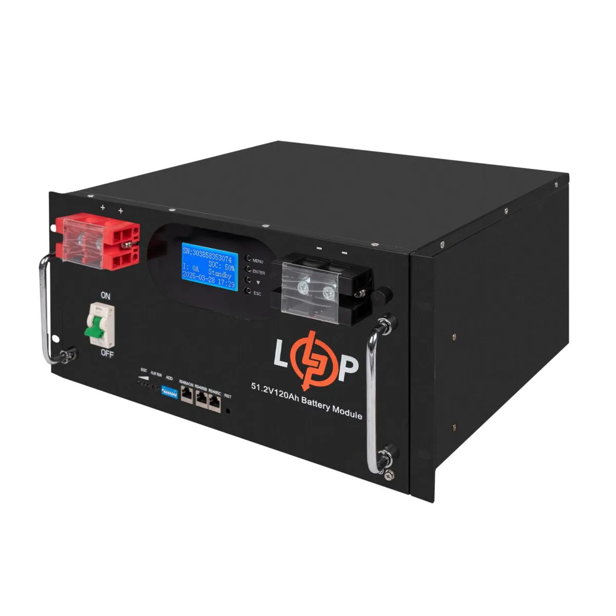 Акумуляторна батарея LogicPower 51.2V 120 AH (6000Wh) (Smart BMS 100A) з LCD RM AB RS485/CAN LiFePO4 - мініатюра 5