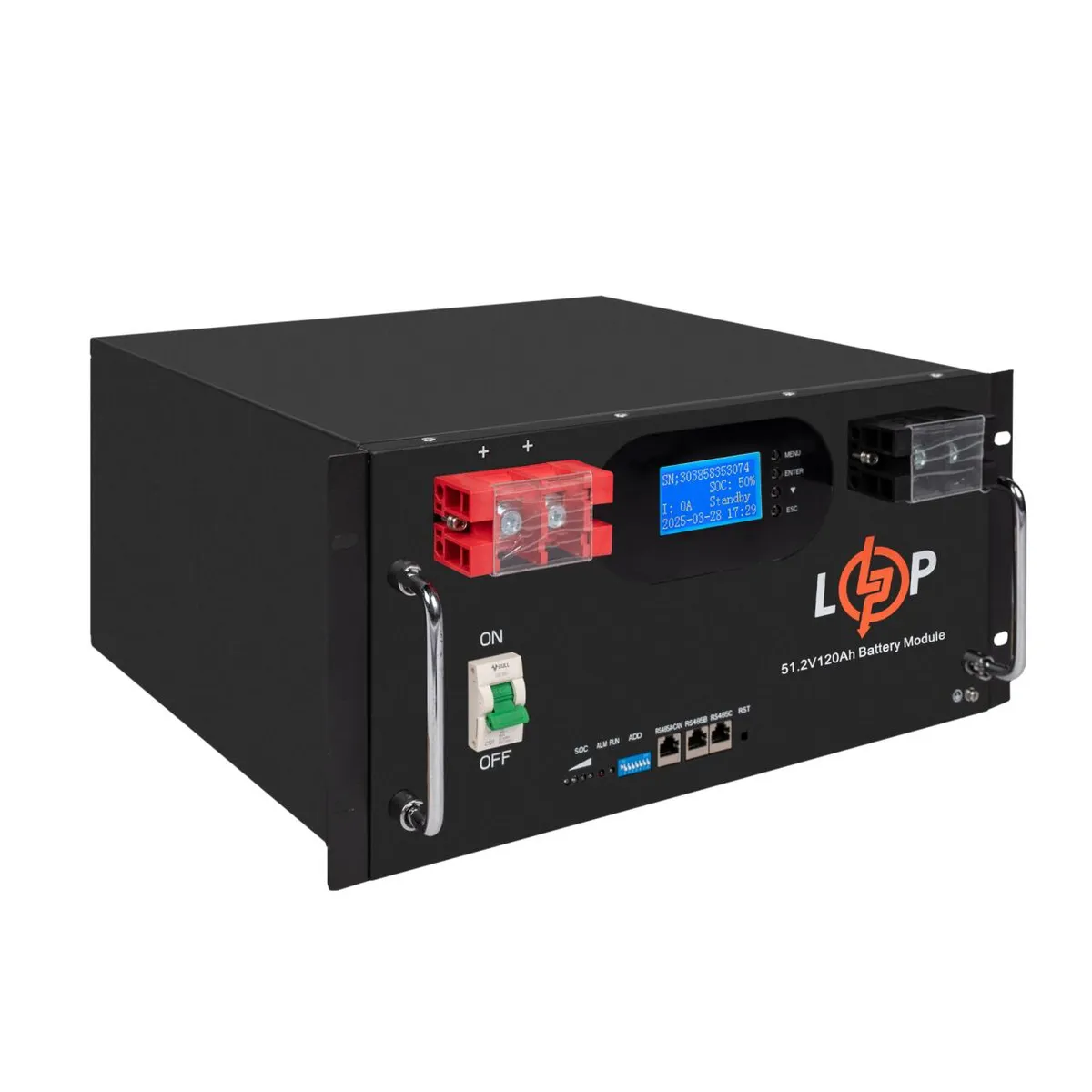 Акумуляторна батарея LogicPower 51.2V 120 AH (6000Wh) (Smart BMS 100A) з LCD RM AB RS485/CAN LiFePO4 - мініатюра 6