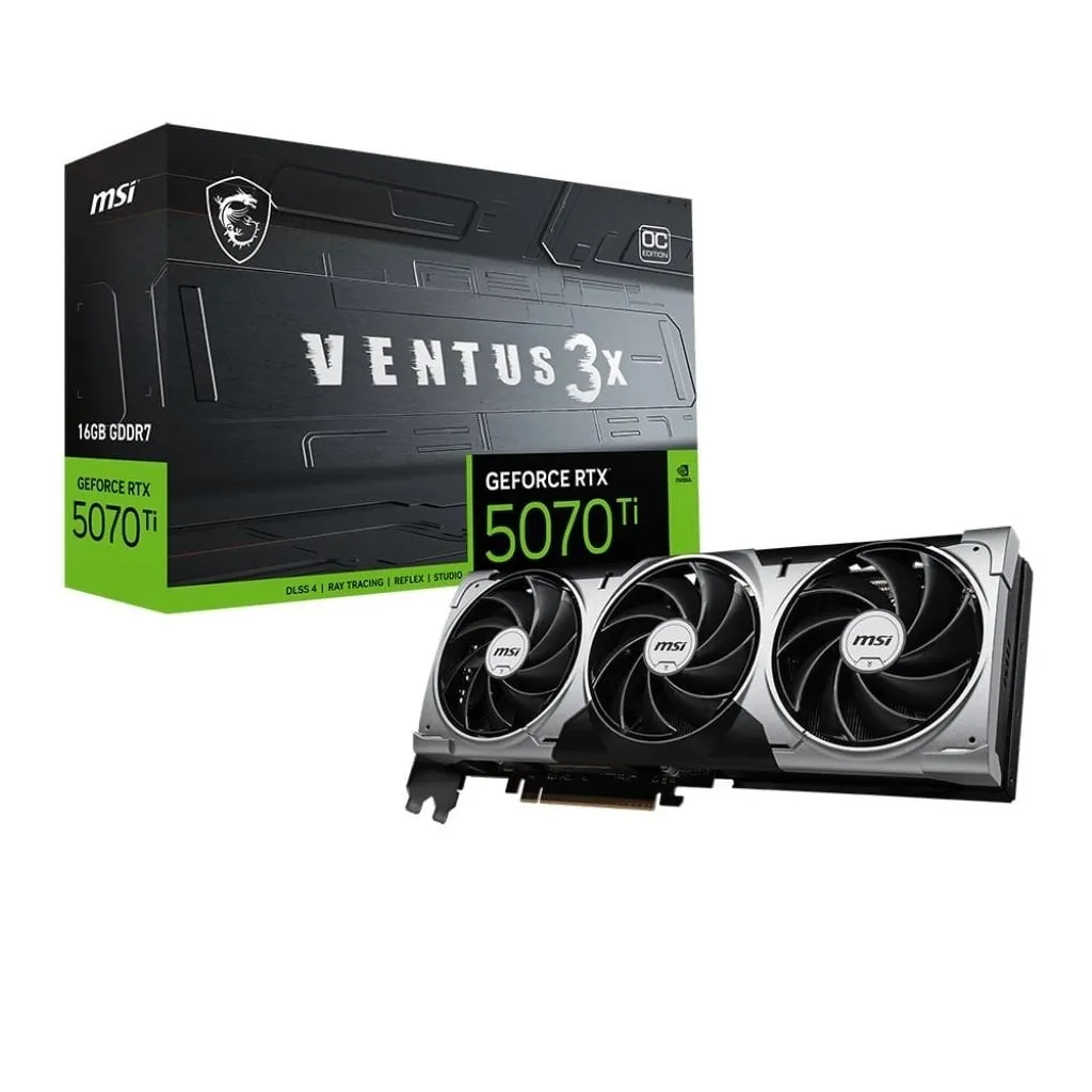 Відеокарта GF RTX 5070 Ti 16GB GDDR7 Ventus 3X OC MSI (GeForce RTX 5070 Ti 16G VENTUS 3X OC) - зображення 1