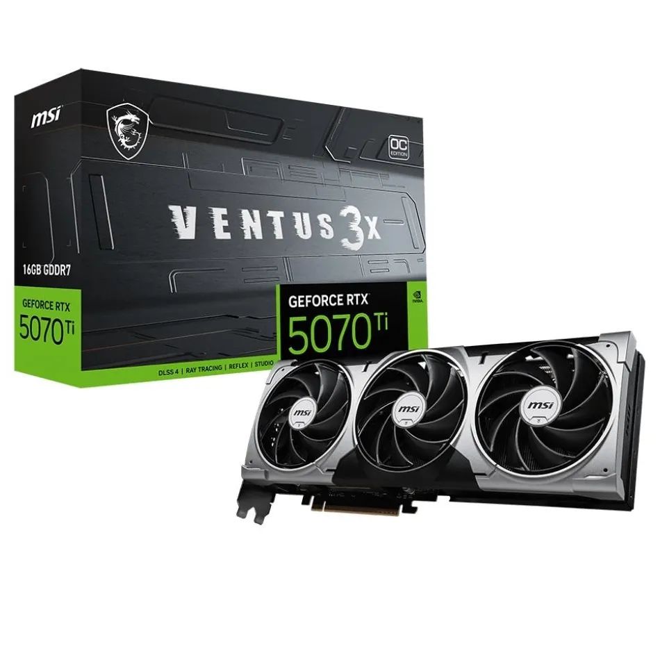 Відеокарта GF RTX 5070 Ti 16GB GDDR7 Ventus 3X OC MSI (GeForce RTX 5070 Ti 16G VENTUS 3X OC) - мініатюра 8