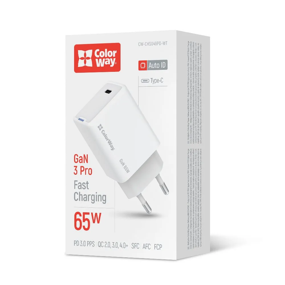 Мережевий зарядний пристрій ColorWay GaN Mini 65W PD Port PPS USB-C White (CW-CHS049PD-WT) - мініатюра 13