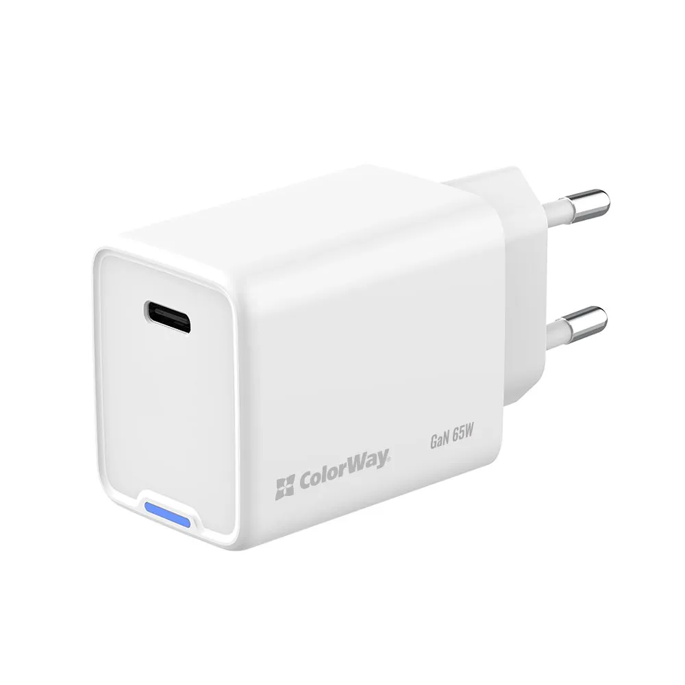 Мережевий зарядний пристрій ColorWay GaN Mini 65W PD Port PPS USB-C White (CW-CHS049PD-WT) - мініатюра 3