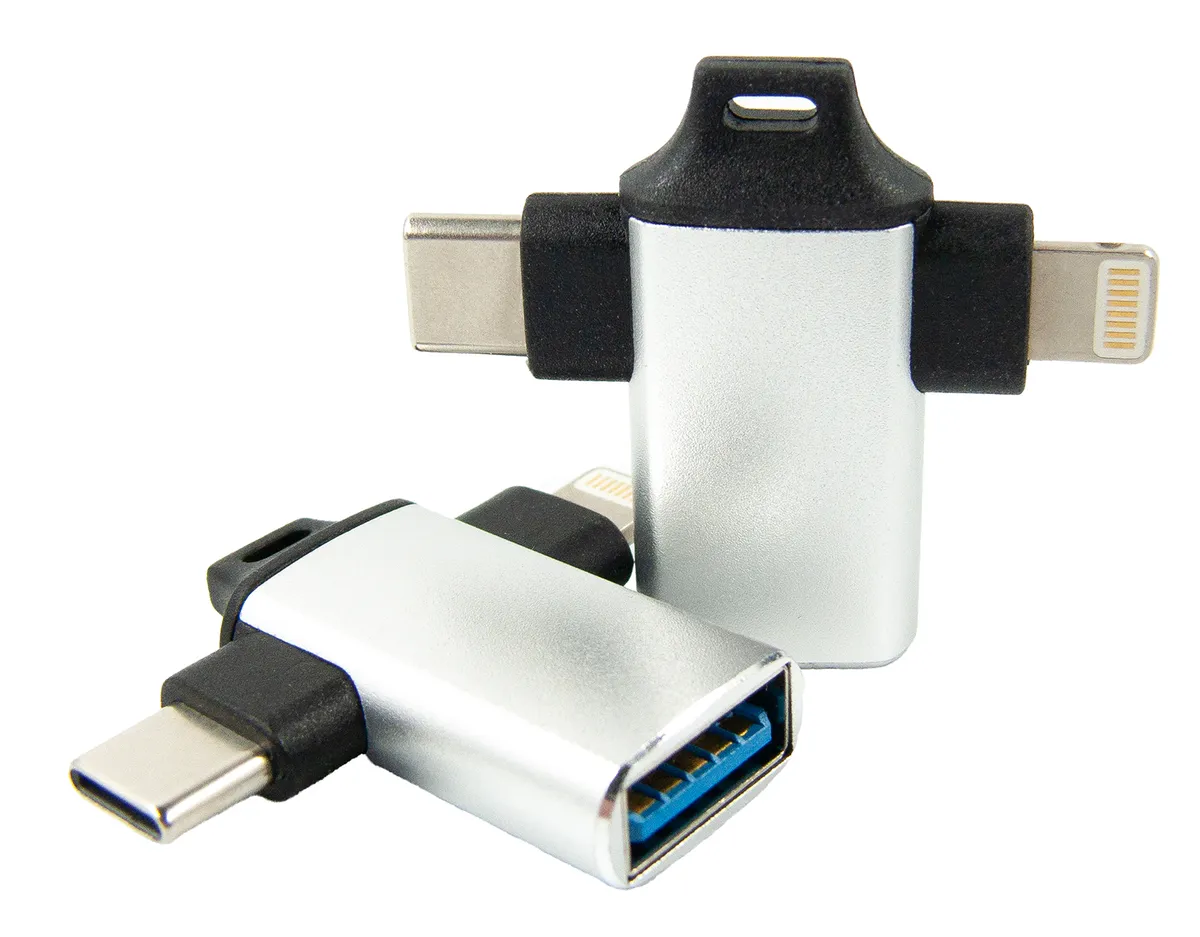Адаптер Dengos OTG USB-Lightning/USB Type-C Silver (ADP-022) - мініатюра 3