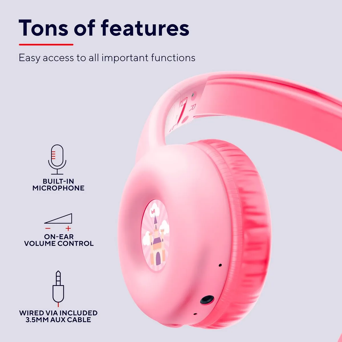 Bluetooth-гарнітура Trust On-ear Nouna Kids, Wireless Pink (25274) - мініатюра 23