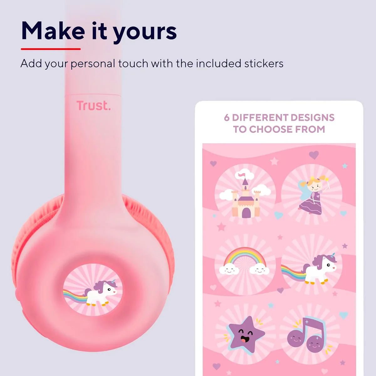Bluetooth-гарнітура Trust On-ear Nouna Kids, Wireless Pink (25274) - мініатюра 25