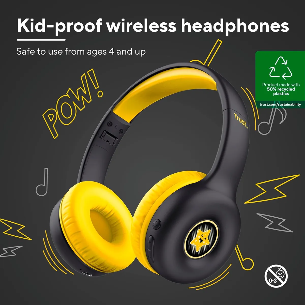 Bluetooth-гарнітура Trust On-ear Nouna Kids, Wireless Pink (25274) - мініатюра 9