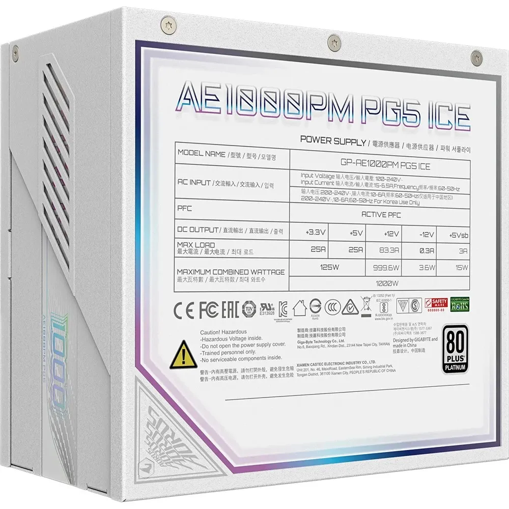 Блок живлення Gigabyte 1000W GP-AE1000PM PG5 ICE - мініатюра 12