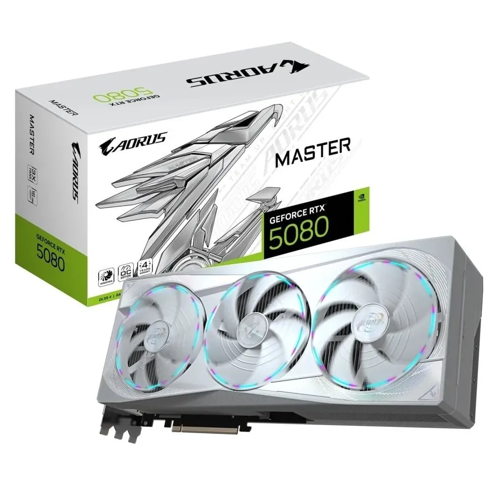 Відеокарта GF RTX 5080 16GB GDDR7 Aorus Master Ice Gigabyte (GV-N5080AORUSM ICE-16GD) - зображення 1